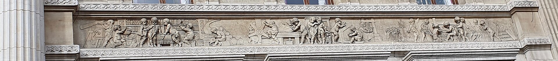 The carved frieze of the Bourse