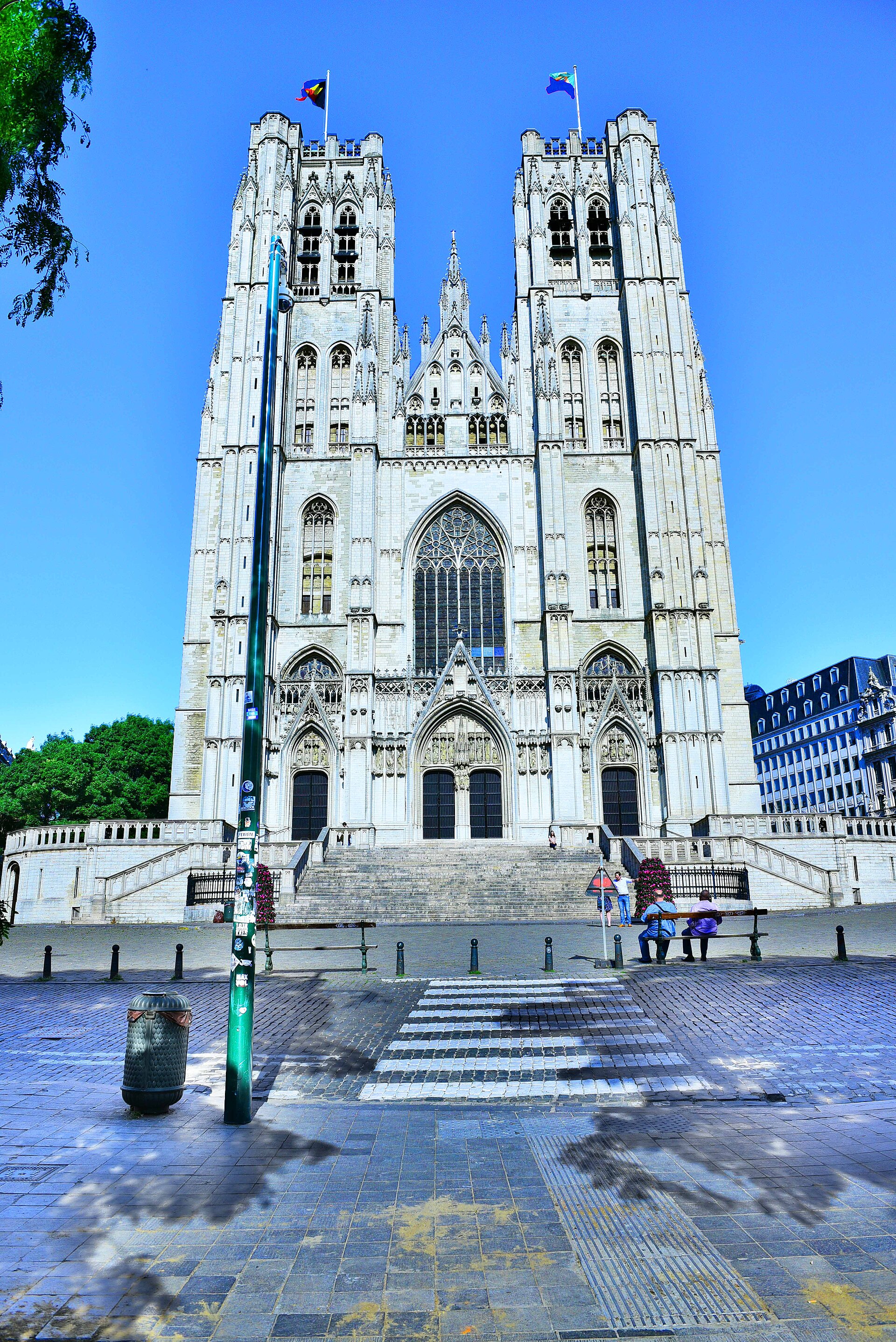 The twin towers of the Cathedral of St Michael and St Gudula