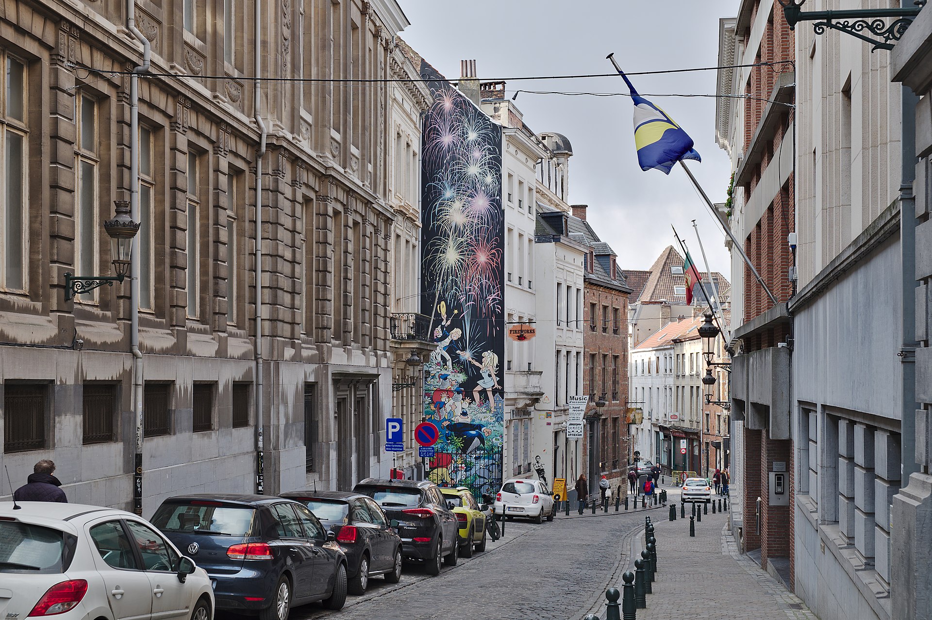 A street on the Brussels comic book route