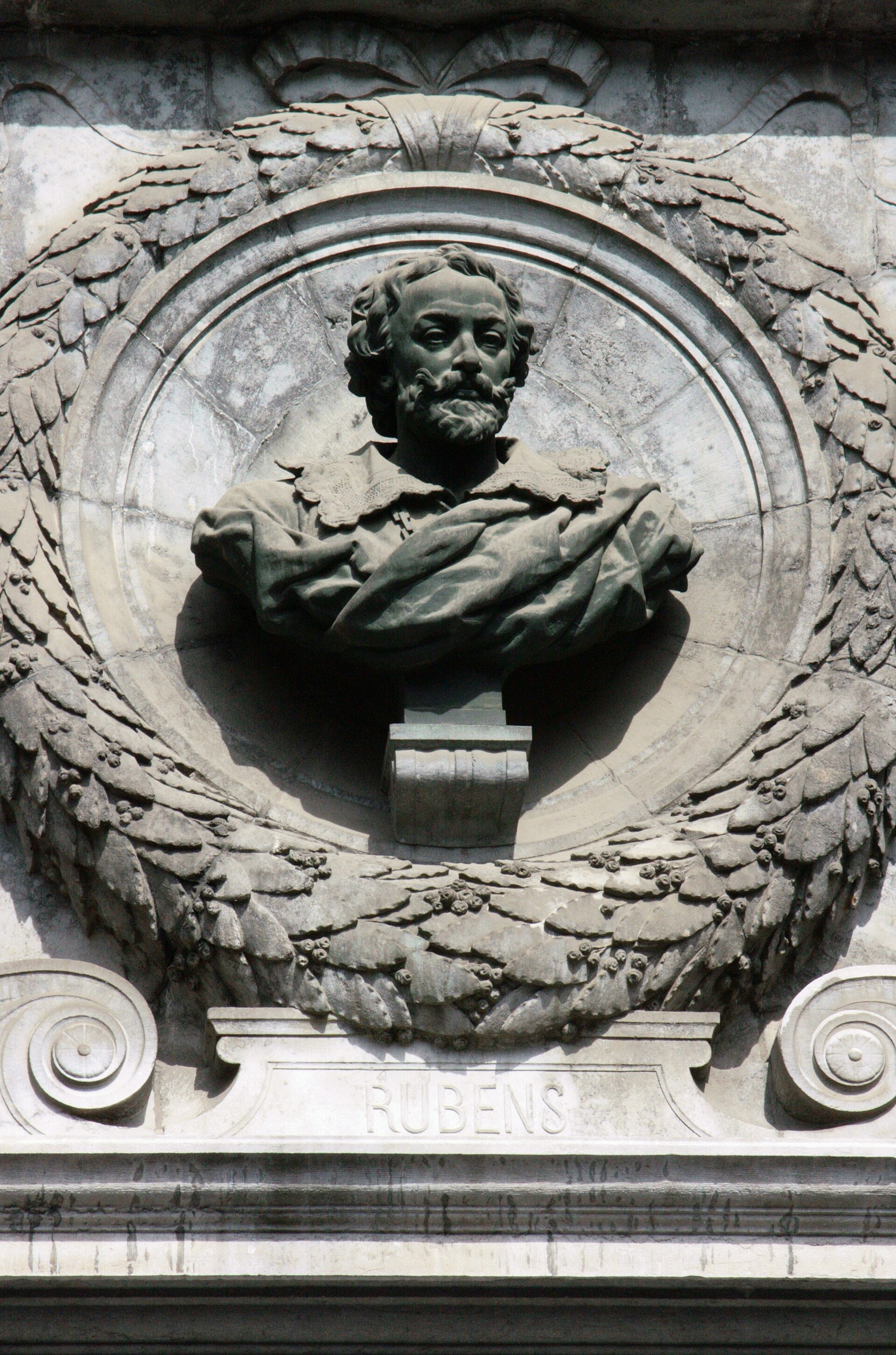 A carved medallion on the Royal Museums of Fine Arts