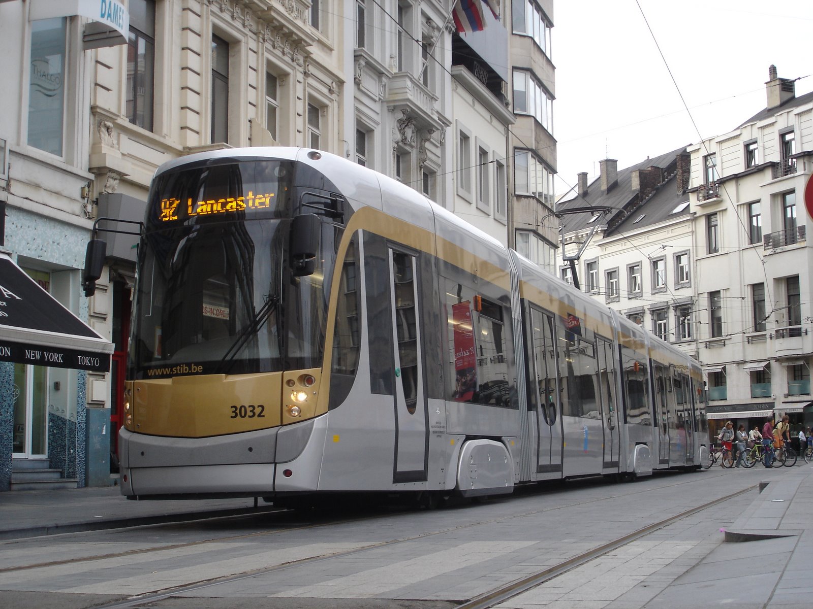 A Brussels tram on the street